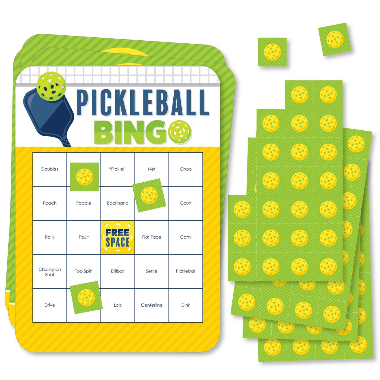 Big Dot of Happiness Let’s Rally - Pickleball - Bingo Cards and Markers - Birthday or Retirement Party Bingo Game - Set of 18